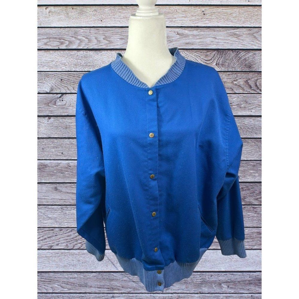 Vintage Aileen Men's Blue Varsity/Jersey Jacket Button Front Size 42